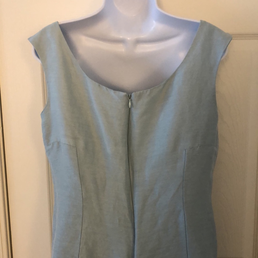 Pastel Green-Blue Sleeveless Linen Dress - Picture 13 of 16